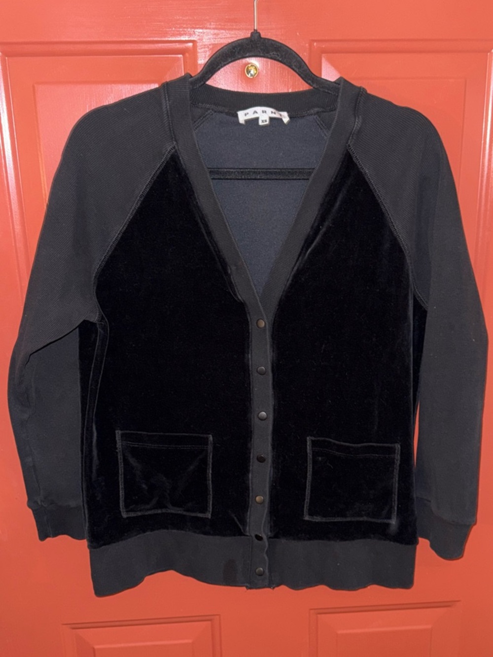 Black Velvet Front Cardigan parni xs